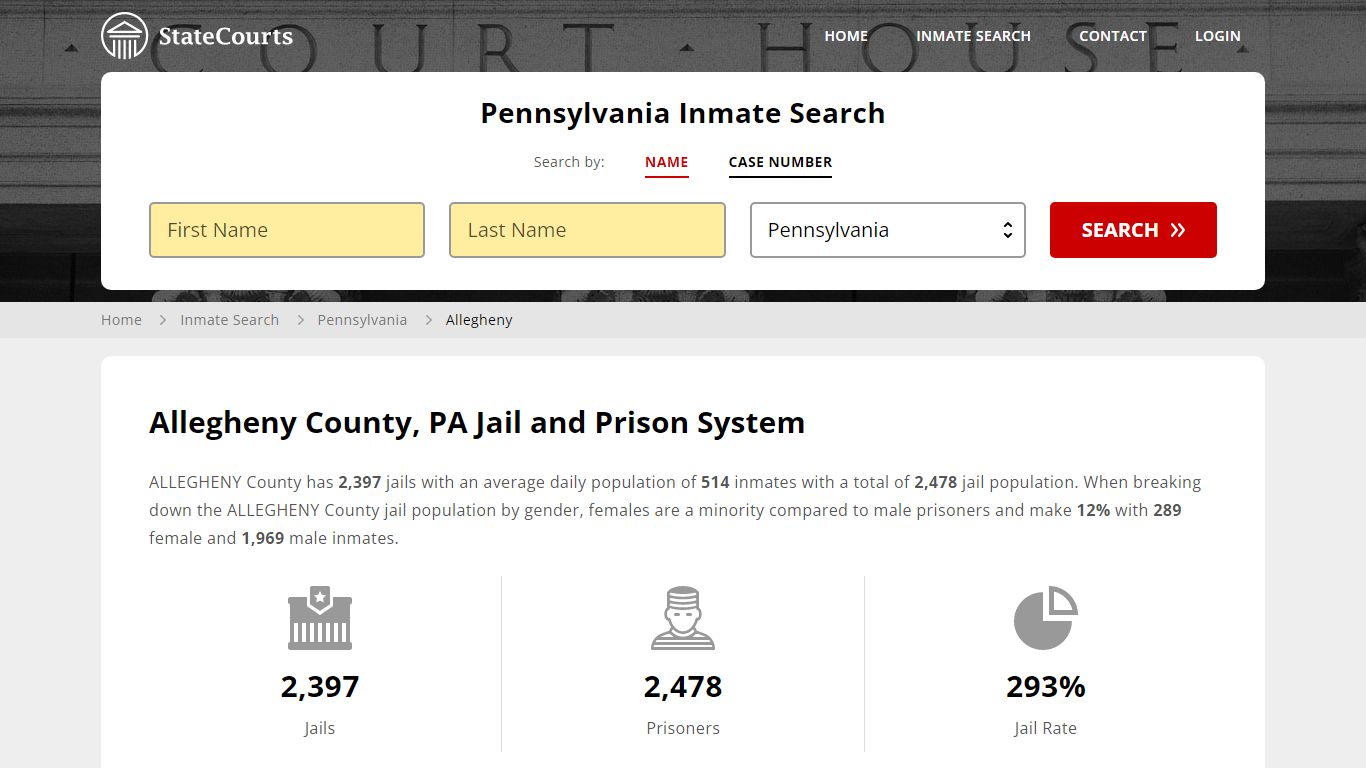 Allegheny County, PA Inmate Search - StateCourts